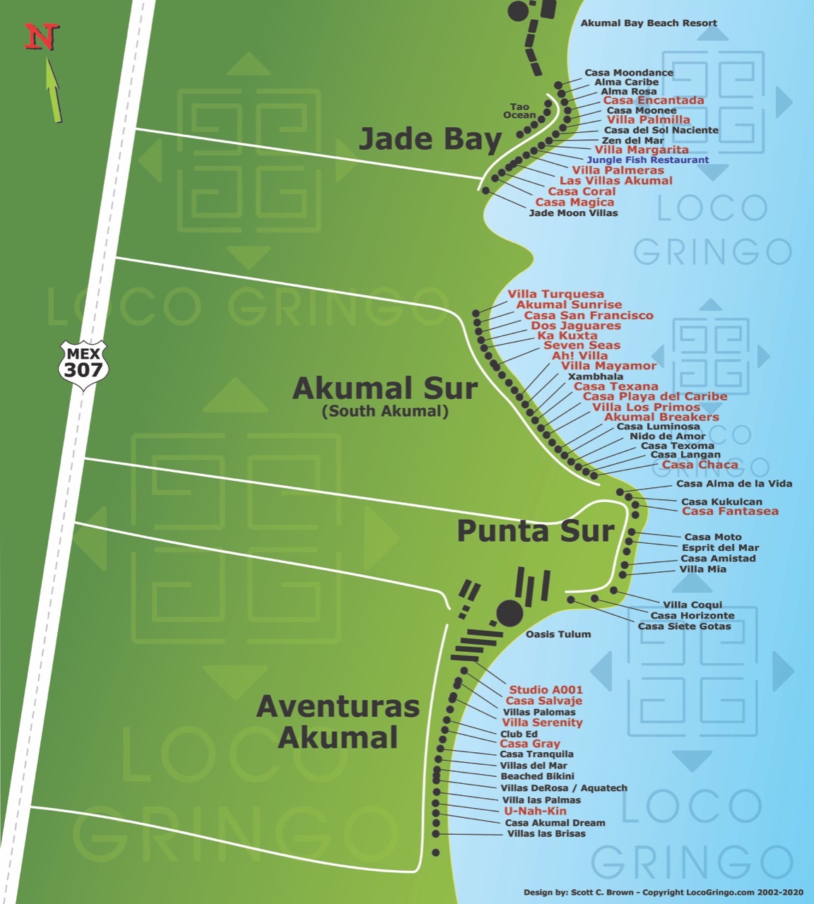 Jade Beach, South Akumal, Aventuras Akumal Map